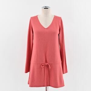 EILEEN FISHER Cashmere Silk Sweater Womens Size S Coral‎ VNeck Knit Cinch Tunic